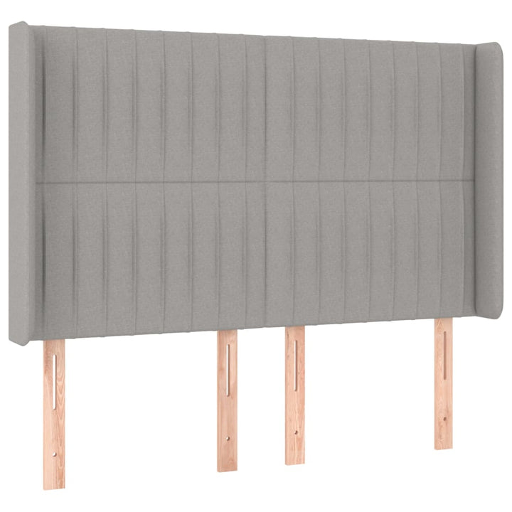 sengegavl med kanter 147x16x118/128 cm stof lysegrå