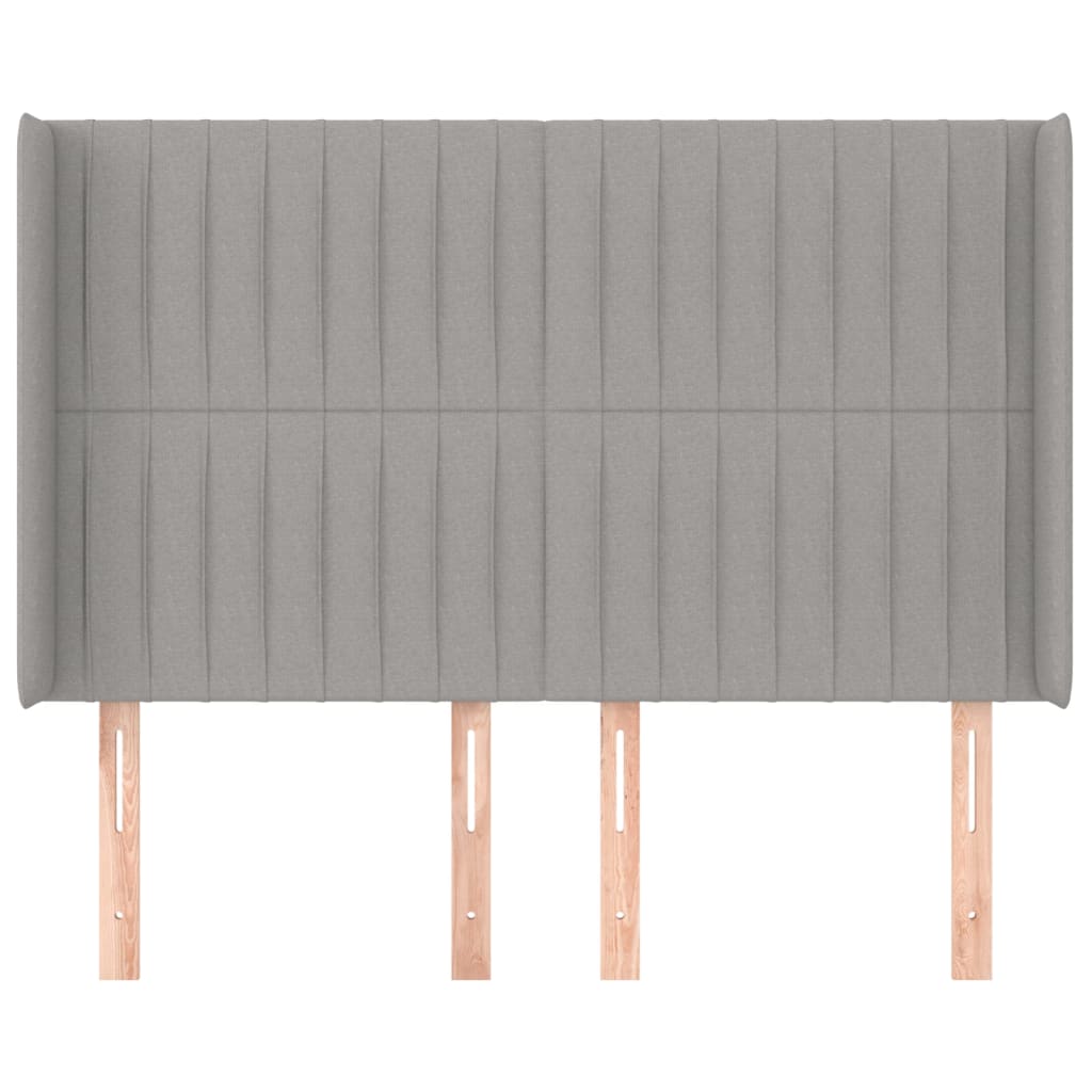 sengegavl med kanter 147x16x118/128 cm stof lysegrå