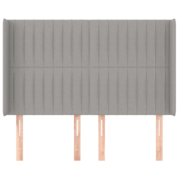 sengegavl med kanter 147x16x118/128 cm stof lysegrå