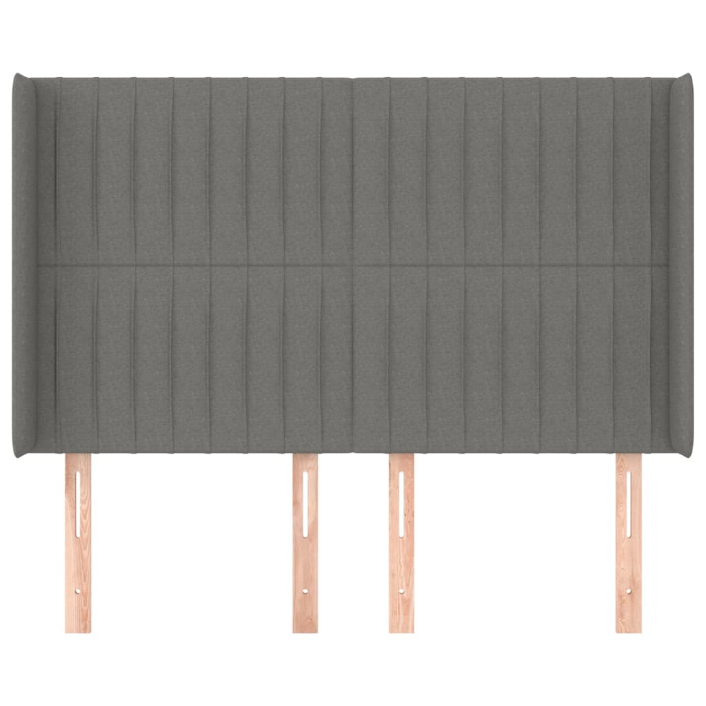 sengegavl med kanter 147x16x118/128 cm stof mørkegrå