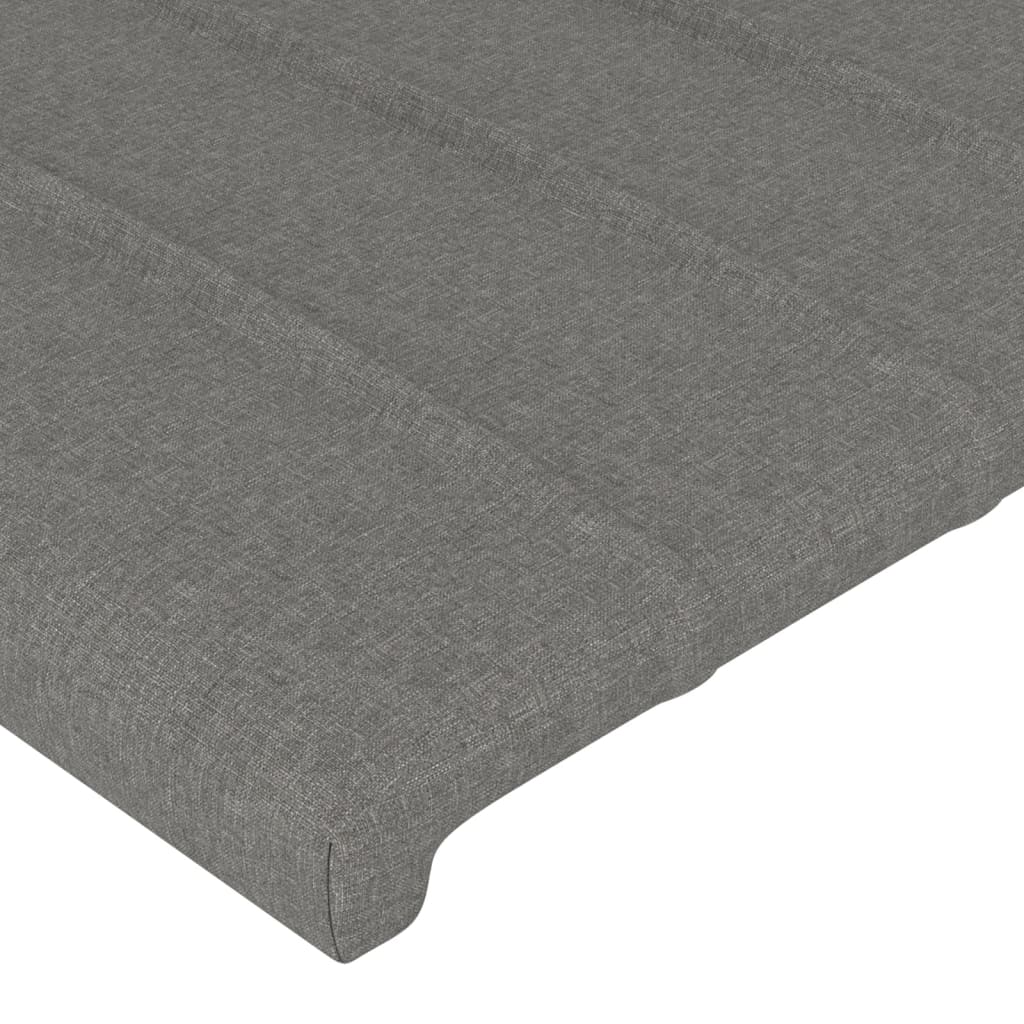 sengegavl med kanter 147x16x118/128 cm stof mørkegrå