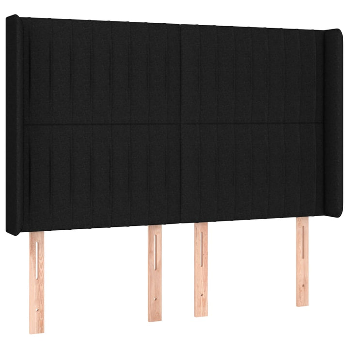 sengegavl med kanter 147x16x118/128 cm stof sort