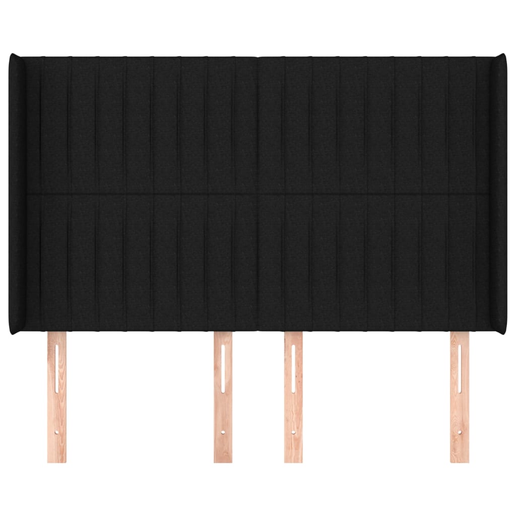 sengegavl med kanter 147x16x118/128 cm stof sort