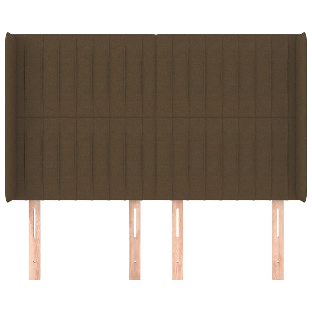 sengegavl med kanter 147x16x118/128 cm stof mørkebrun