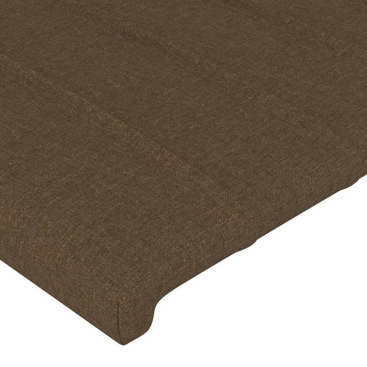 sengegavl med kanter 147x16x118/128 cm stof mørkebrun