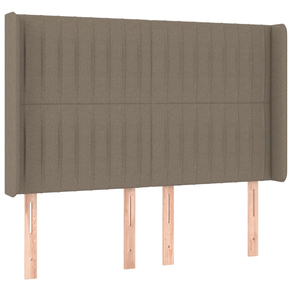 sengegavl med kanter 147x16x118/128 cm stof gråbrun