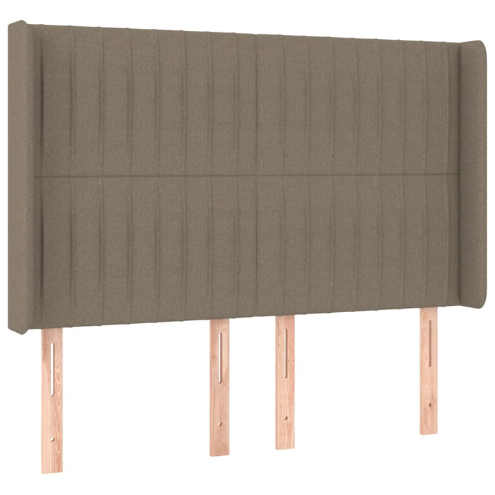 sengegavl med kanter 147x16x118/128 cm stof gråbrun