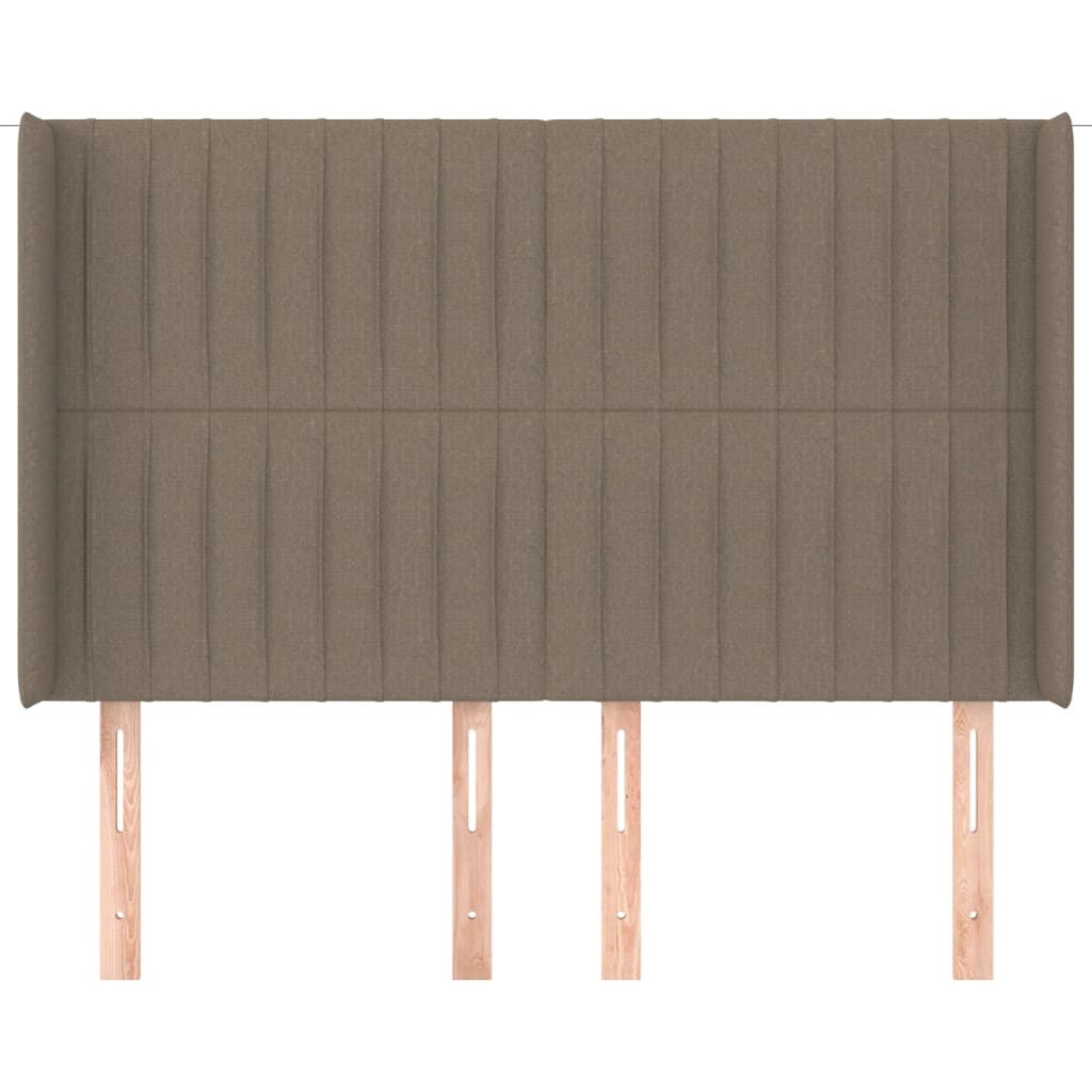 sengegavl med kanter 147x16x118/128 cm stof gråbrun