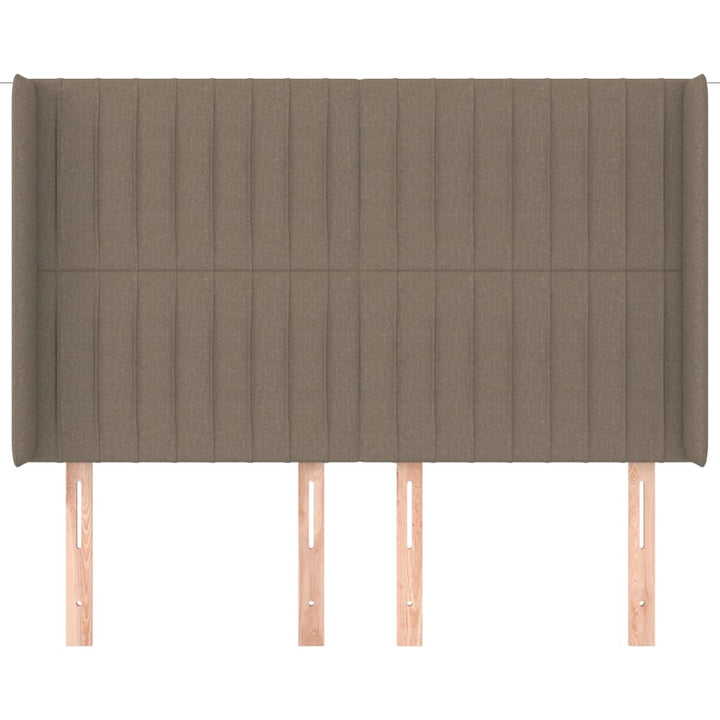 sengegavl med kanter 147x16x118/128 cm stof gråbrun