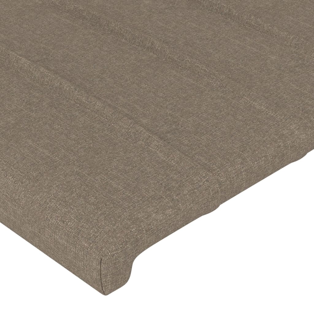 sengegavl med kanter 147x16x118/128 cm stof gråbrun