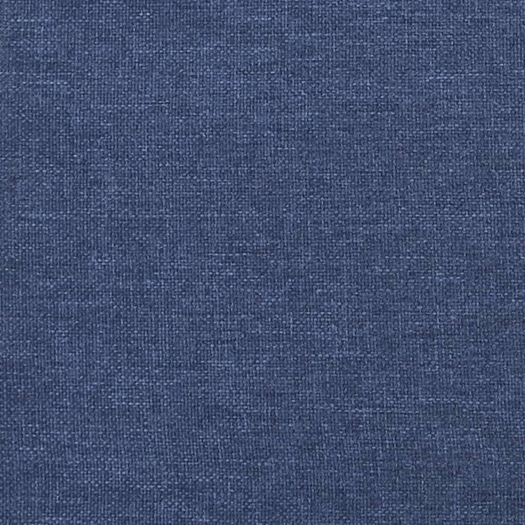 sengegavl med kanter 147x16x118/128 cm stof blå