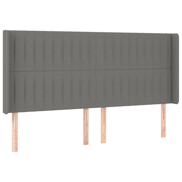 sengegavl med kanter 163x16x118/128 cm stof mørkegrå