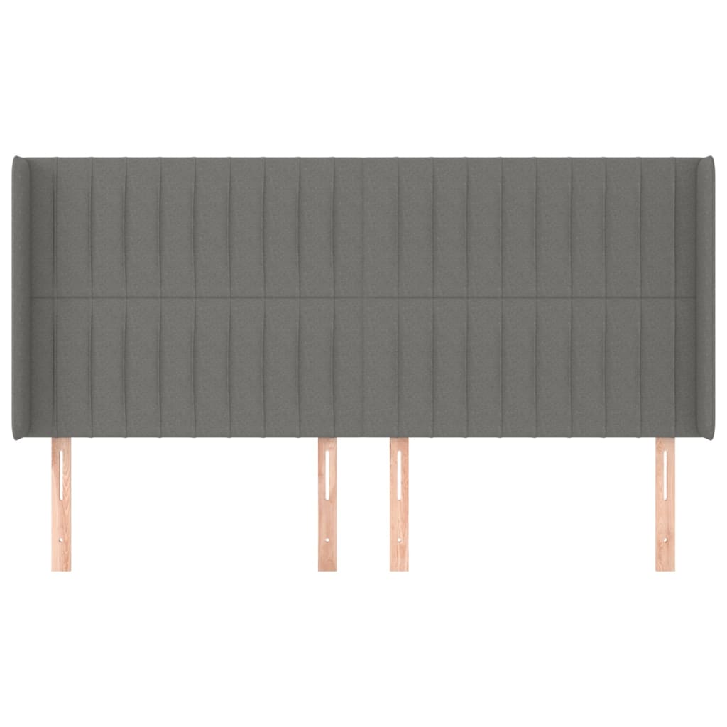 sengegavl med kanter 163x16x118/128 cm stof mørkegrå