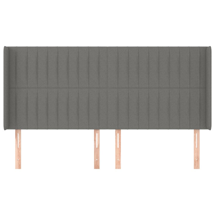 sengegavl med kanter 163x16x118/128 cm stof mørkegrå