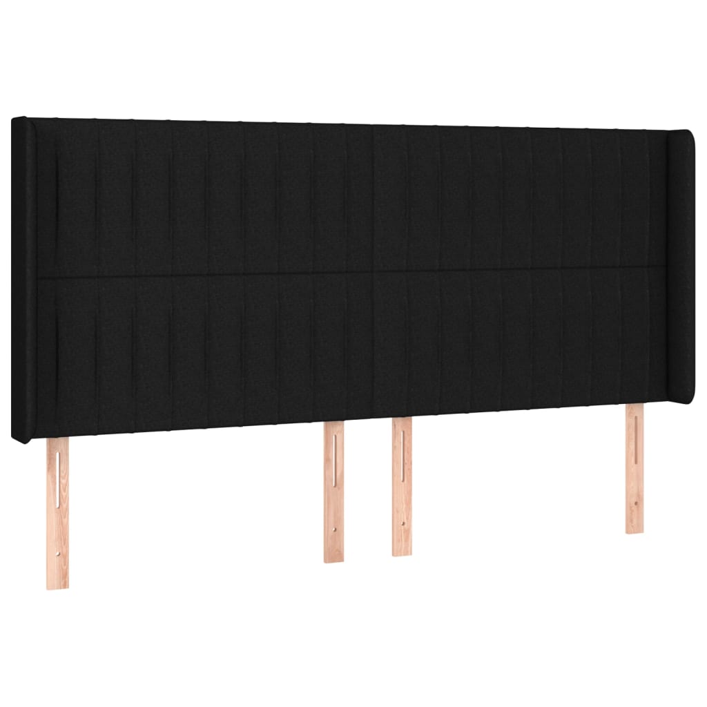 sengegavl med kanter 163x16x118/128 cm stof sort