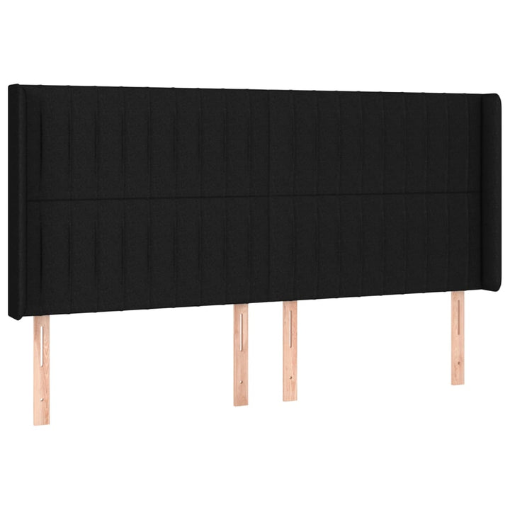 sengegavl med kanter 163x16x118/128 cm stof sort