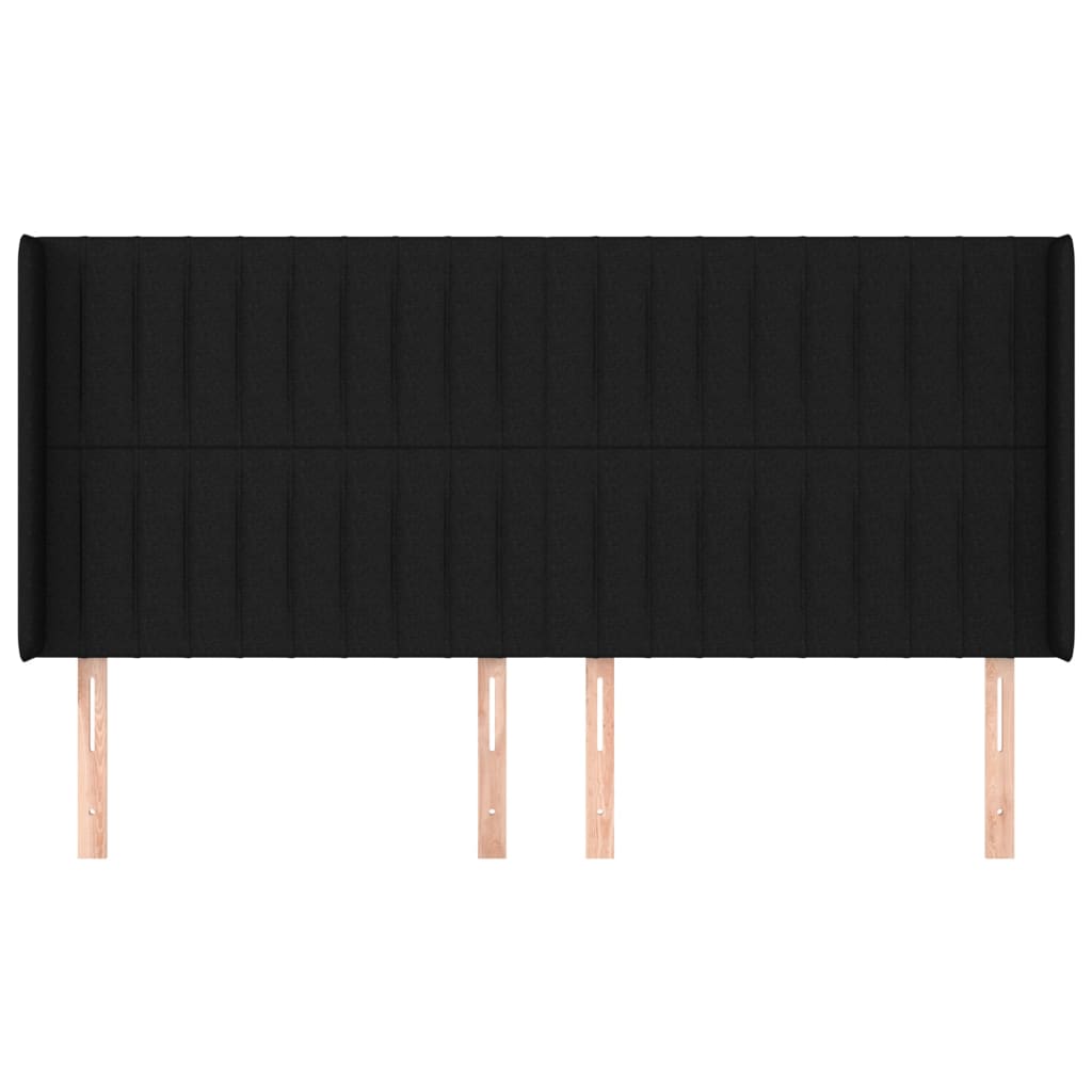 sengegavl med kanter 163x16x118/128 cm stof sort