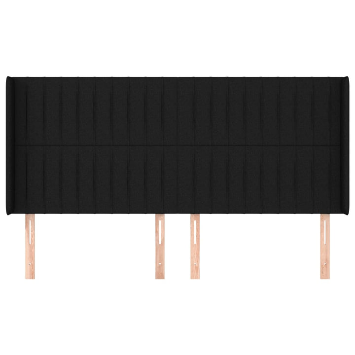 sengegavl med kanter 163x16x118/128 cm stof sort