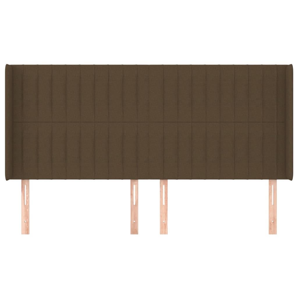 sengegavl med kanter 163x16x118/128 cm stof mørkebrun