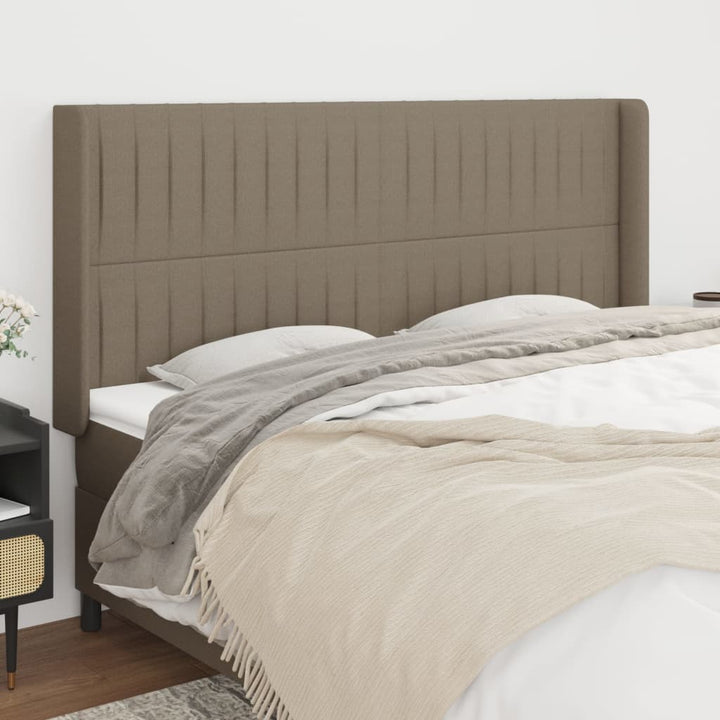 sengegavl med kanter 163x16x118/128 cm stof gråbrun