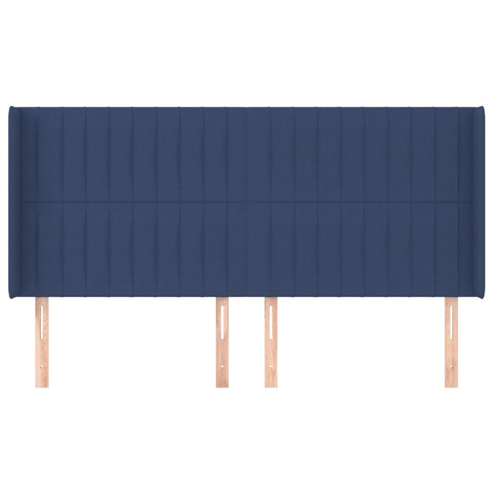 sengegavl med kanter 163x16x118/128 cm stof blå