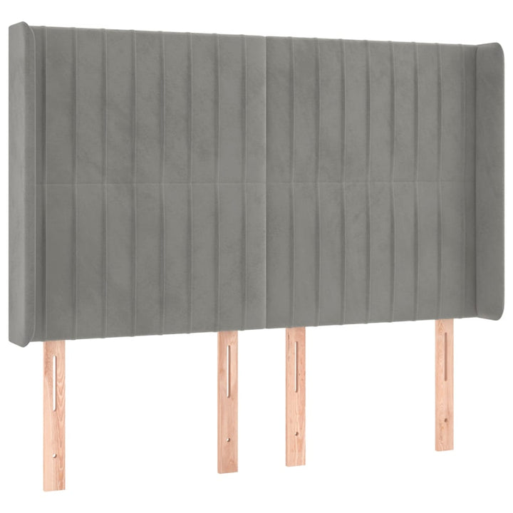 sengegavl med kanter 147x16x118/128 cm fløjl lysegrå