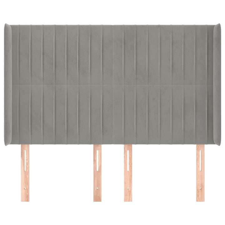 sengegavl med kanter 147x16x118/128 cm fløjl lysegrå