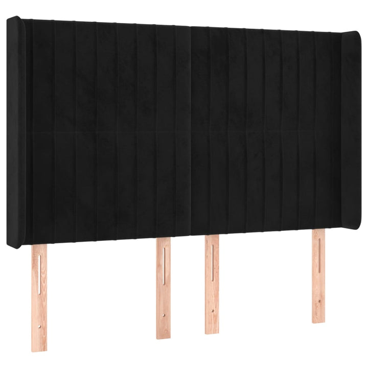 sengegavl med kanter 147x16x118/128 cm fløjl sort
