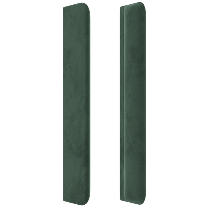 sengegavl med kanter 147x16x118/128 cm fløjl mørkegrøn