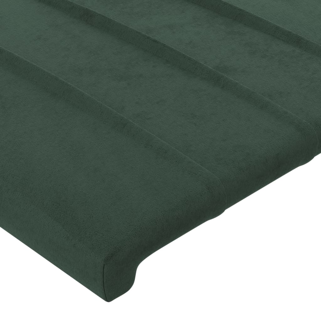 sengegavl med kanter 147x16x118/128 cm fløjl mørkegrøn