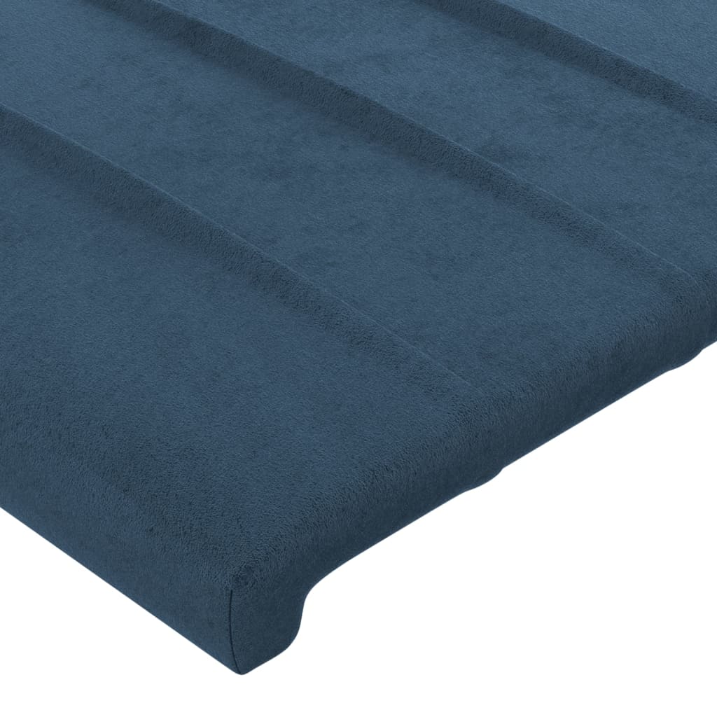 sengegavl med kanter 147x16x118/128 cm fløjl mørkeblå