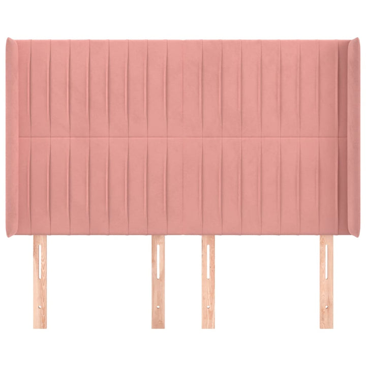 sengegavl med kanter 147x16x118/128 cm fløjl lyserød