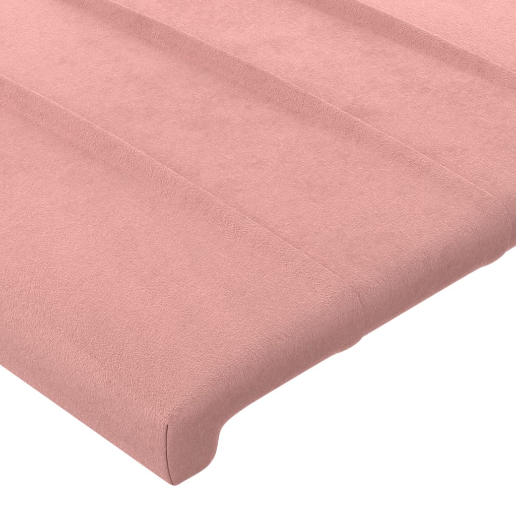 sengegavl med kanter 147x16x118/128 cm fløjl lyserød