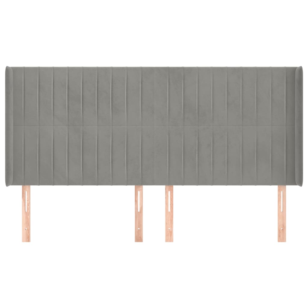sengegavl med kanter 163x16x118/128 cm fløjl lysegrå