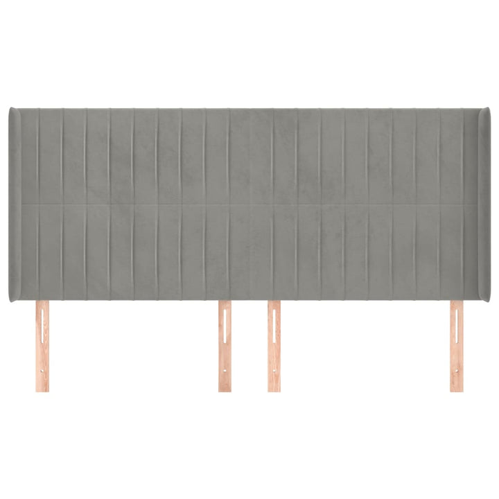 sengegavl med kanter 163x16x118/128 cm fløjl lysegrå