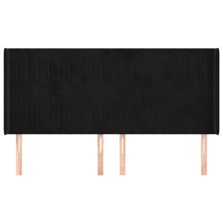 sengegavl med kanter 163x16x118/128 cm fløjl sort