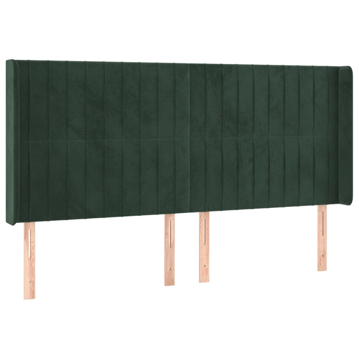 sengegavl med kanter 163x16x118/128 cm fløjl mørkegrøn
