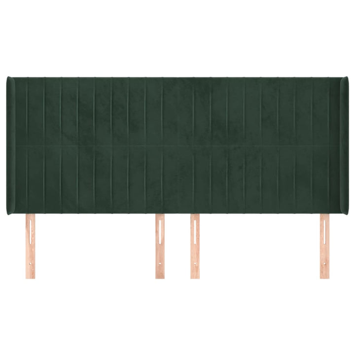 sengegavl med kanter 163x16x118/128 cm fløjl mørkegrøn