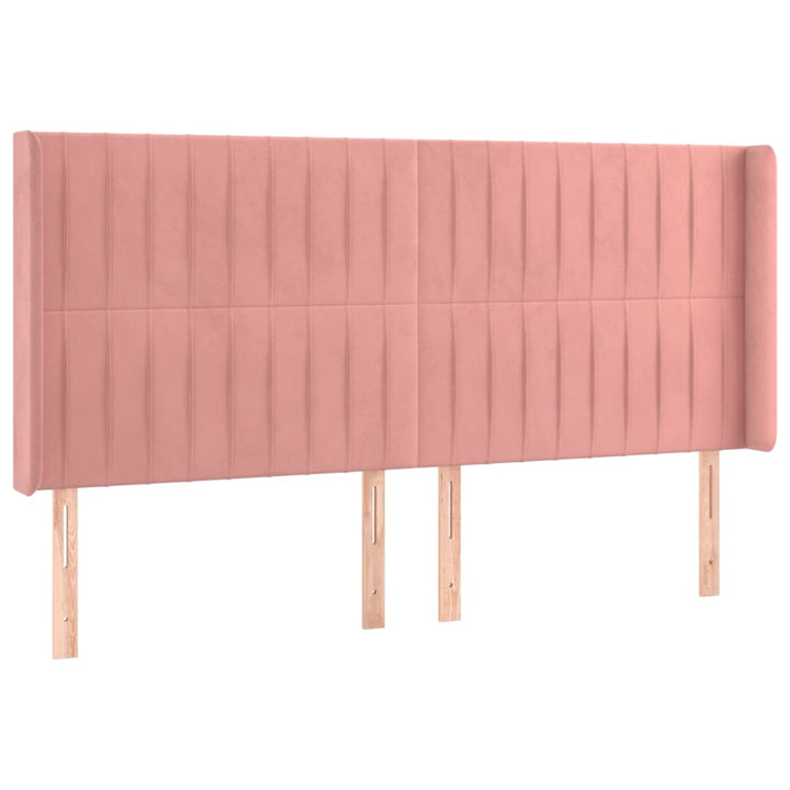 sengegavl med kanter 163x16x118/128 cm fløjl lyserød