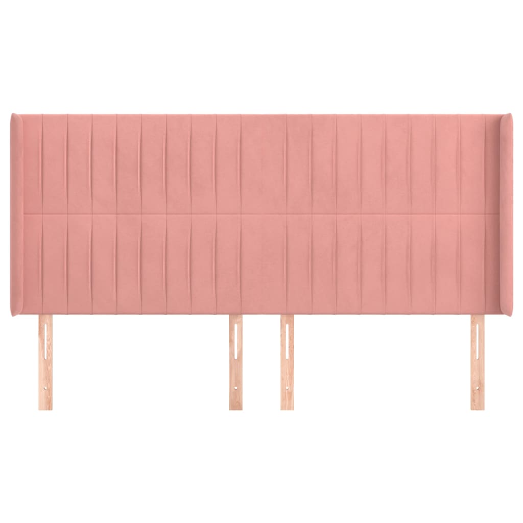 sengegavl med kanter 163x16x118/128 cm fløjl lyserød