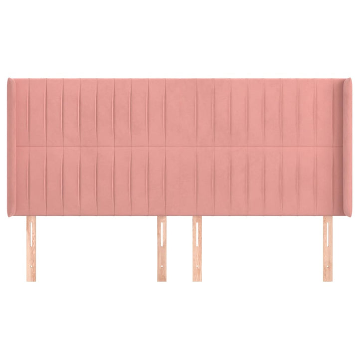 sengegavl med kanter 163x16x118/128 cm fløjl lyserød