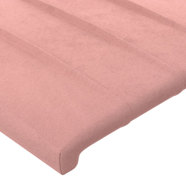sengegavl med kanter 163x16x118/128 cm fløjl lyserød