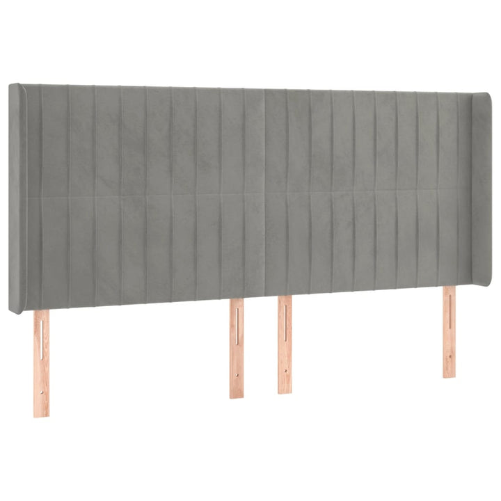 sengegavl med kanter 183x16x118/128 cm fløjl lysegrå