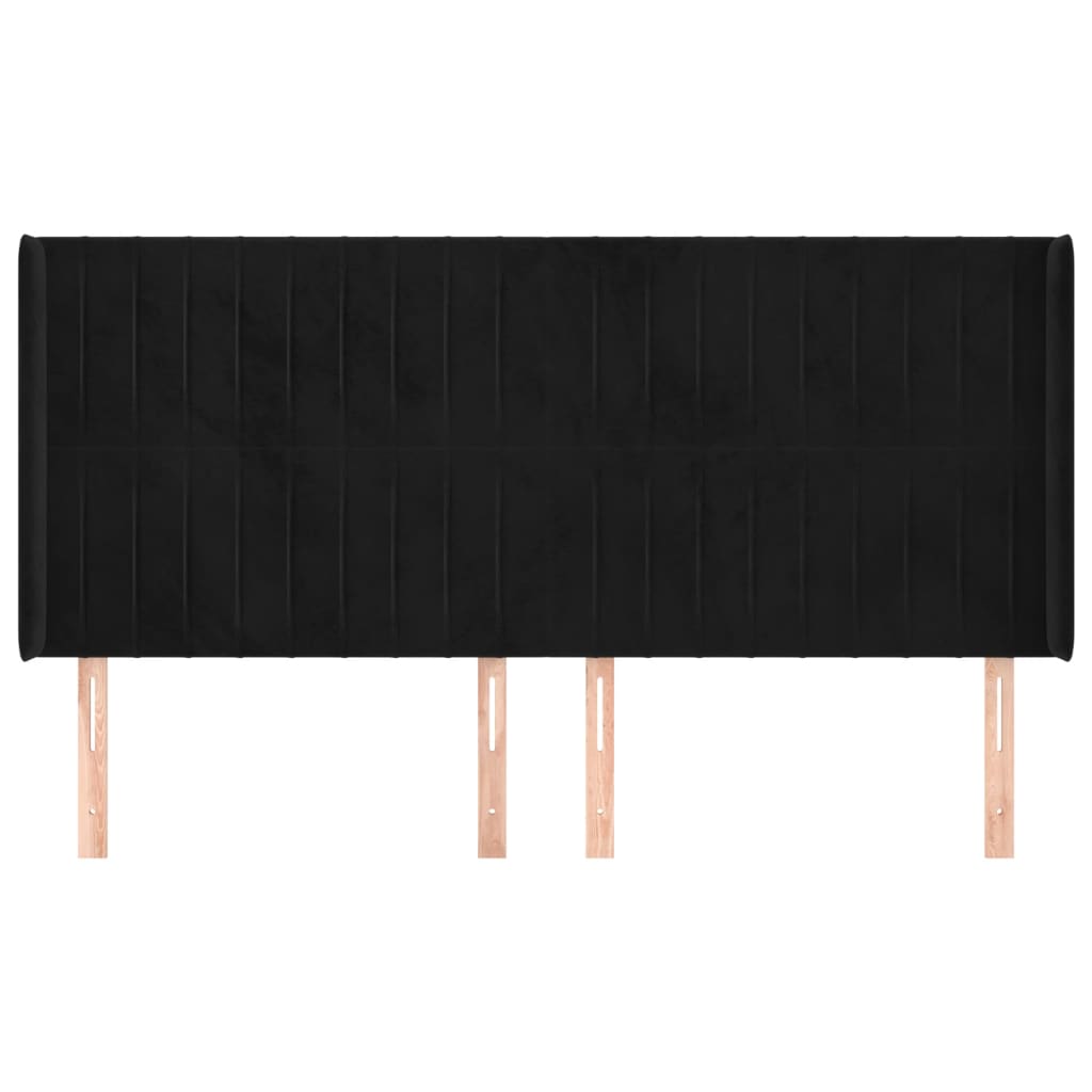 sengegavl med kanter 183x16x118/128 cm fløjl sort