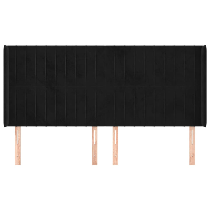 sengegavl med kanter 183x16x118/128 cm fløjl sort