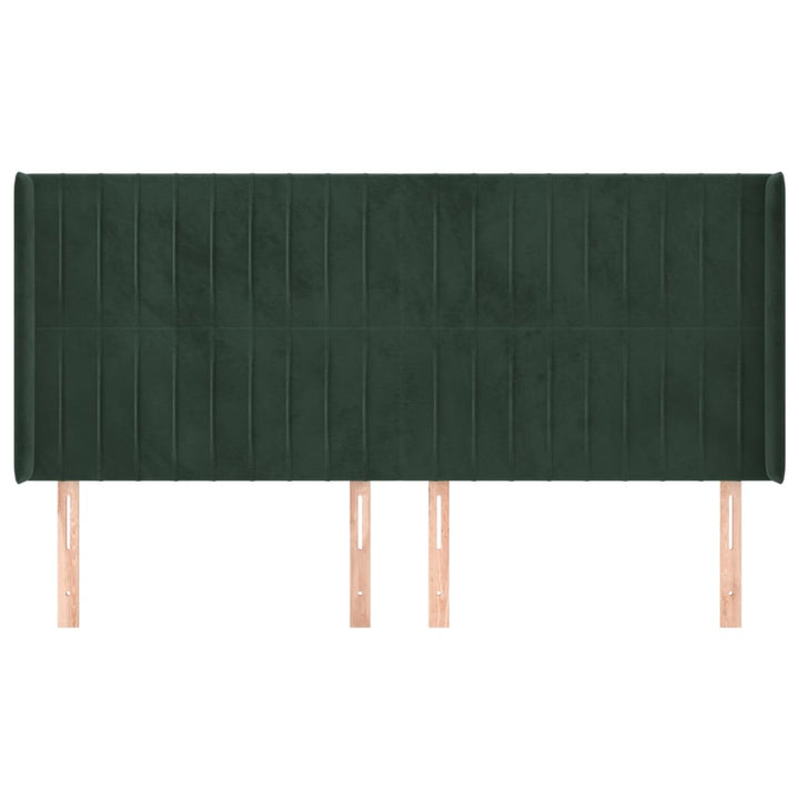 sengegavl med kanter 183x16x118/128 cm fløjl mørkegrøn