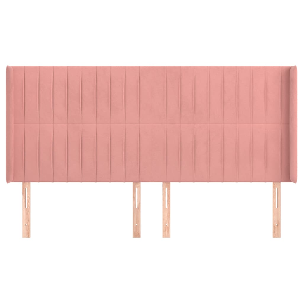 sengegavl med kanter 183x16x118/128 cm fløjl lyserød
