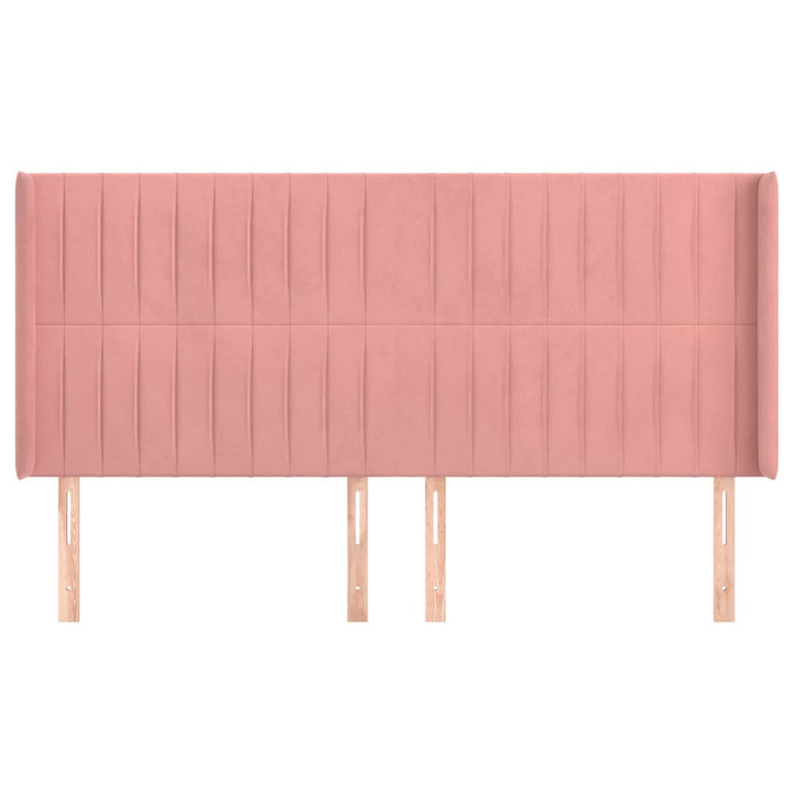 sengegavl med kanter 183x16x118/128 cm fløjl lyserød