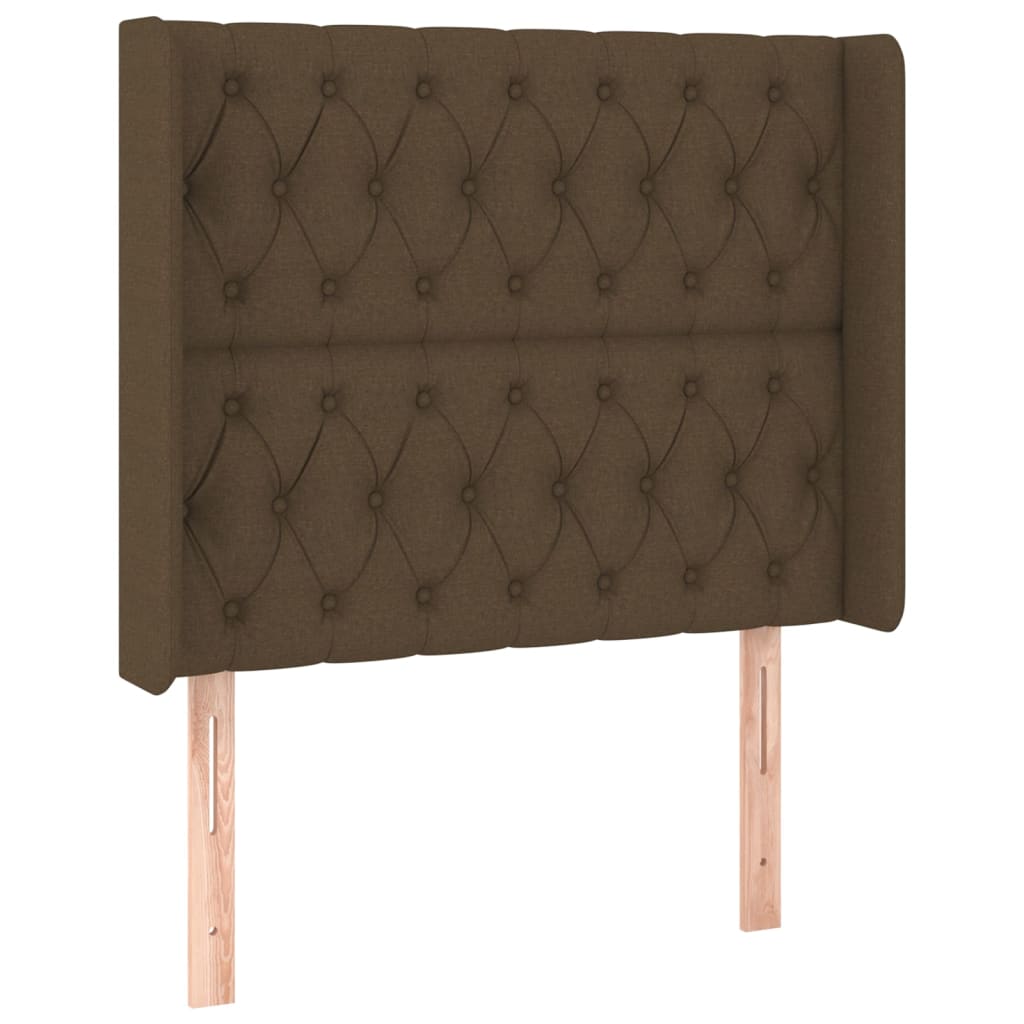 sengegavl med kanter 103x16x118/128 cm stof mørkebrun