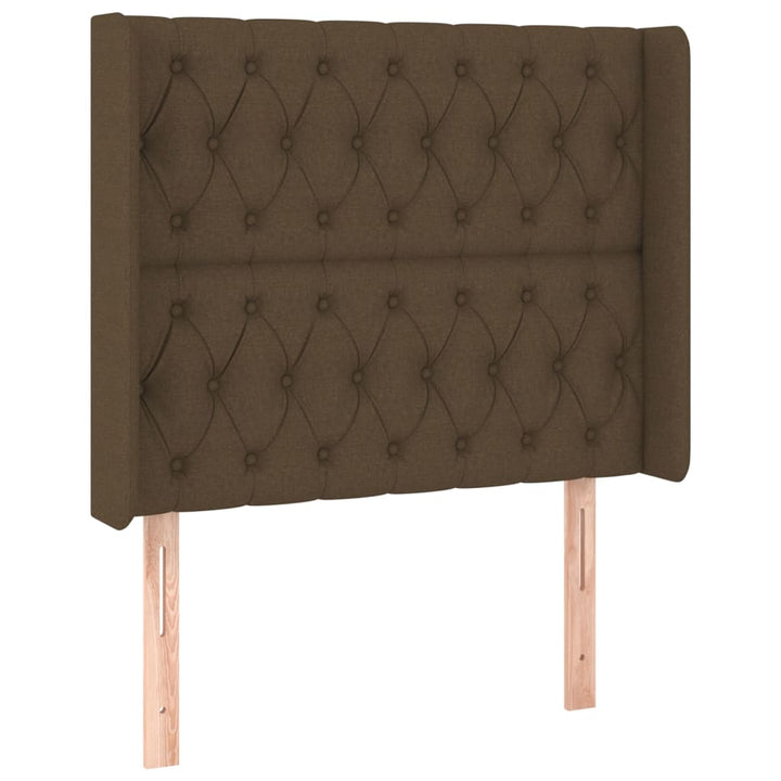 sengegavl med kanter 103x16x118/128 cm stof mørkebrun